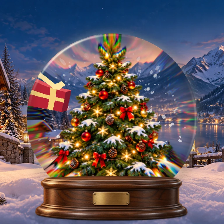 Sneak peek of the upcoming Christmas Village snow globe widget